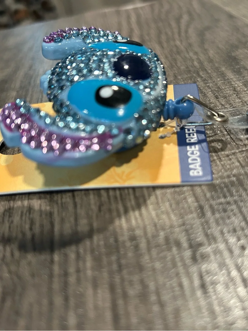Disney Stitch Blue and Purple Crystal Badge Reel